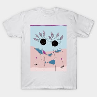 Kids and Hair Feathers Stick Figure T-Shirt